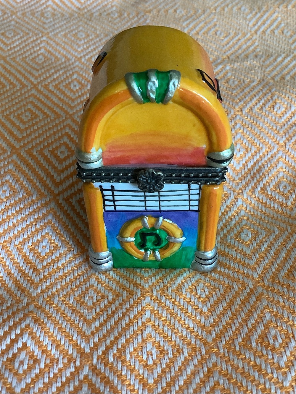 Miniature Jukebox Trinket Box - Yellow & Orange